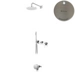 Bruma Lusa Zestaw wannowo-natryskowy podtynkowy z deszczownicą Ø 250 mm z odpływem Morning Mist 1013631MM