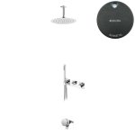 Bruma Lusa Zestaw wannowo-natryskowy podtynkowy z deszczownicą Ø 250 mm z odpływem Gunmetal 1013602MG