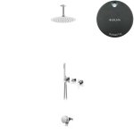 Bruma Lusa Zestaw wannowo-natryskowy podtynkowy z deszczownicą Ø 250 mm z odpływem Gunmetal 1013601MG