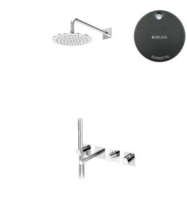 Bruma Lusa Zestaw wannowo-natryskowa podtynkowy z deszczownicą Ø 250 mm Gunmetal 1013112MG