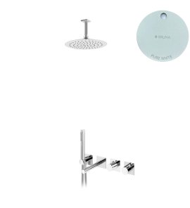 Bruma Lusa Zestaw wannowo-natryskowy podtynkowy z deszczownicą Ø 250 mm Pure White 1013411PW