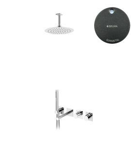 Bruma Lusa Zestaw wannowo-natryskowy podtynkowy z deszczownicą Ø 250 mm Gunmetal 1013411MG