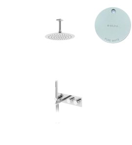 Bruma Lusa Zestaw wannowo-natryskowy podtynkowy z deszczownicą Ø 250 mm Pure White 1873801PW