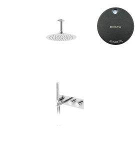 Bruma Lusa Zestaw wannowo-natryskowy podtynkowy z deszczownicą Ø 250 mm Gunmetal 1873801MG
