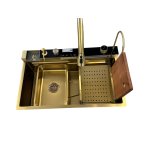      Galatea Design Modus S Zlew z wodospadem, dozownikiem, bateria 3-funkcyjną ZESTAW 75x46 wpuszczany Gold GDP31OR W MAGAZYNIE!!