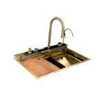      Galatea Design Modus S Zlew z wodospadem, dozownikiem, bateria 3-funkcyjną ZESTAW 75x46 wpuszczany Gold GDP31OR W MAGAZYNIE!!