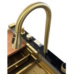      Galatea Design Modus S Zlew z wodospadem, dozownikiem, bateria 3-funkcyjną ZESTAW 75x46 wpuszczany Gold GDP31OR W MAGAZYNIE!!