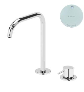 Bruma Leaf2 Bateria umywalkowa 2-otworowa bez korka, montowana na blacie Pure White 1670025PW