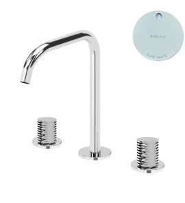 Bruma Leaf4 Bateria umywalkowa 3-otworowa bez korka, montowana na blacie Pure White 1670031PW