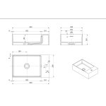   Galatea Design Pass Umywalka Stawiana na blat Odwracalna  50x30 z korkiem klik klak biały mat GDFU2024WH W MAGAZYNIE!!