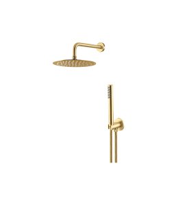Vema Otago Zestaw deszczownica, ramię, przyłącze, wąż, słuchawka brushed gold V08135.AP.098