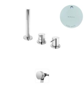 Bruma Leaf2 Bateria wannowo-natryskowa stojąca z wylewką w przelewie Pure White 1675212PW