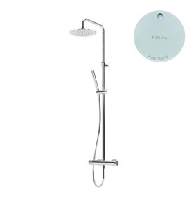 Bruma Leaf Zestaw prysznicowy ścienny z regulowaną wysokością deszczownicy Ø 230 mm Pure White 1676501PW