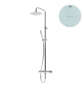 Bruma Leaf2 Zestaw prysznicowy ścienny z regulowaną wysokością deszczownicy Ø 230 mm Pure White 1676502PW