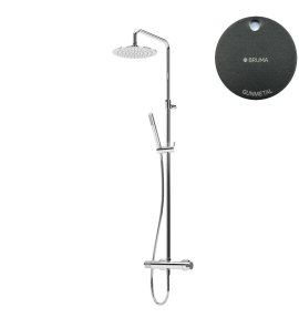 Bruma Leaf Zestaw prysznicowy ścienny z regulowaną wysokością deszczownicy Ø 250 mm Gunmetal 1676521MG