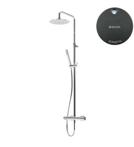Bruma Leaf2 Zestaw prysznicowy ścienny z regulowaną wysokością deszczownicy Ø 250 mm Gunmetal 1676522MG