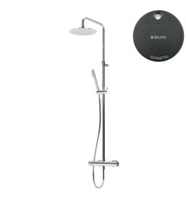 Bruma Leaf2 Zestaw prysznicowy ścienny z regulowaną wysokością deszczownicy Ø 300 mm Gunmetal 1676532MG