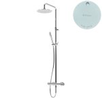 Bruma Leaf4 Zestaw prysznicowy ścienny z regulowaną wysokością deszczownicy Ø 250 mm Pure White 1673401PW