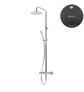 Bruma Leaf4 Zestaw prysznicowy ścienny z regulowaną wysokością deszczownicy Ø 250 mm Gunmetal 1673401MG
