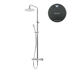 Bruma Leaf3 Zestaw prysznicowy ścienny z regulowaną wysokością deszczownicy Ø 300 mm Gunmetal 1673402MG