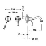 Tres Clasic Bateria umywalkowa podtynkowa stal 24220001AC
