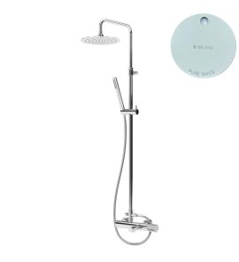 Bruma Leaf4 Bateria wannowo-natryskowa ścienna z deszczownicą Ø 300 mm Pure White 1672305PW