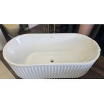   Galatea Design Riflia Wanna wolnostojąca ryflowana z korkiem klik klak 170x80 biały GDAO2006WH  WIETRZENIE MAGAZYNU 