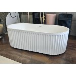  Galatea Design Riflia Wanna wolnostojąca ryflowana z korkiem klik klak 170x80 biały GDAO2006WH  WIETRZENIE MAGAZYNU 
