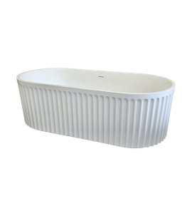   Galatea Design Riflia Wanna wolnostojąca ryflowana z korkiem klik klak 170x80 biały GDAO2006WH  WIETRZENIE MAGAZYNU 