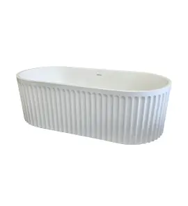   Galatea Design Riflia Wanna wolnostojąca ryflowana z korkiem klik klak 170x80 biały GDAO2006WH  WIETRZENIE MAGAZYNU 