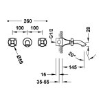 Tres Clasic Bateria umywalkowa podtynkowa stal 24215102AC
