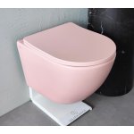   Galatea Design Bulat Miska wisząca SwirlFlush z deską wolnoopadającą 49x37 różowa/pink matt GDSF805MP W MAGAZYNIE !!!