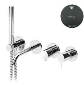   Bruma Leaf2 Bateria wannowo-natryskowa podtynkowa z wylewką gunmetal 1672110GM W MAGAZYNIE!!