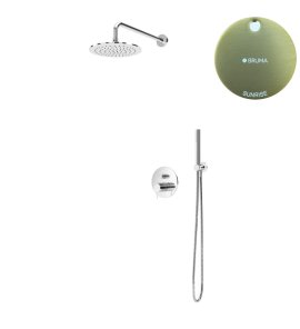 Bruma Leaf2 Zestaw prysznicowy podtynkowy z deszczownicą ścienna Ø 250 mm i słuchawką Sunrise 1677222SR