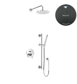 Bruma Leaf Zestaw natryskowa podtynkowy z deszczownicą Ø 250 mm i słuchawką na drążku Gunmetal 1673741MG