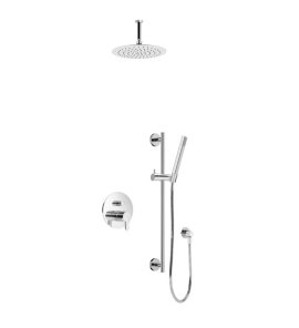 Bruma Leaf Zestaw natryskowa podtynkowy z deszczownicą sufitową Ø 230 mm i słuchawką na drążku Chrom 1673743CR