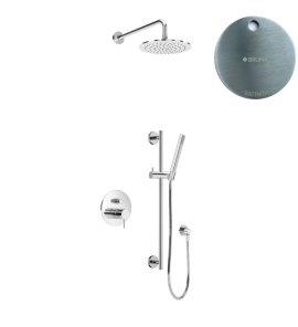 Bruma Leaf2 Zestaw natryskowa podtynkowy z deszczownicą Ø 250 mm i słuchawką na drążku Satinox 1673742ST