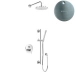 Bruma Leaf2 Zestaw natryskowa podtynkowy z deszczownicą Ø 250 mm i słuchawką na drążku Satinox 1673742ST
