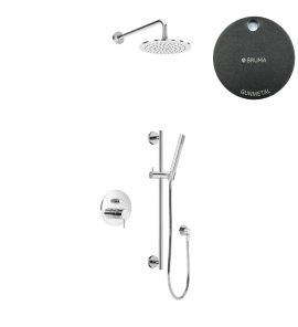 Bruma Leaf2 Zestaw natryskowa podtynkowy z deszczownicą Ø 250 mm i słuchawką na drążku Gunmetal 1673742MG