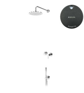 Bruma Leaf Zestaw prysznicowy podtynkowy z deszczownicą ścienną Ø 250 mm ze słuchawką Gunmetal 1673604MG