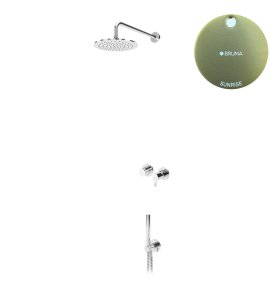 Bruma Leaf Zestaw prysznicowy podtynkowy z deszczownicą ścienną Ø 300 mm ze słuchawką Sunrise 1673608SR
