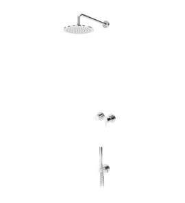 Bruma Leaf2 Zestaw prysznicowy podtynkowy z deszczownicą ścienną Ø 250 mm ze słuchawką Chrom 1673605CR