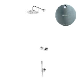 Bruma Leaf2 Zestaw prysznicowy podtynkowy z deszczownicą ścienną Ø 250 mm ze słuchawką Satinox 1673605ST