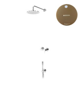 Bruma Leaf2 Zestaw prysznicowy podtynkowy z deszczownicą ścienną Ø 250 mm ze słuchawką Sunset 1673605SS