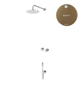 Bruma Leaf3 Zestaw prysznicowy podtynkowy z deszczownicą ścienną Ø 250 mm ze słuchawką Sunset 1673606SS