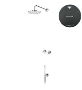 Bruma Leaf3 Zestaw prysznicowy podtynkowy z deszczownicą ścienną Ø 250 mm ze słuchawką Gunmetal 1673606MG