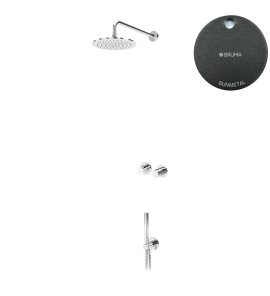 Bruma Leaf4 Zestaw prysznicowy podtynkowy z deszczownicą ścienną Ø 250 mm ze słuchawką Gunmetal 1673607MG