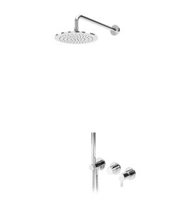   Bruma Leaf Bateria natryskowa podtynkowy z deszczownicą Ø 250 mm i zestawem natryskowym Chrom 1673615CR W MAGAZYNIE!!