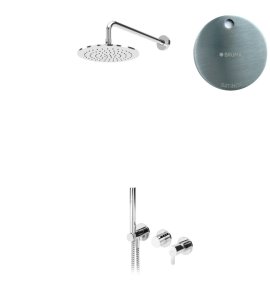 Bruma Leaf Bateria natryskowa podtynkowy z deszczownicą Ø 250 mm i zestawem natryskowym Satinox 1673615ST