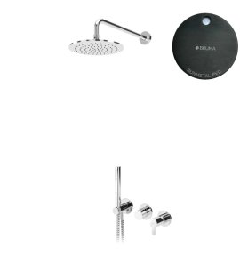 Bruma Leaf Bateria natryskowa podtynkowy z deszczownicą Ø 250 mm i zestawem natryskowym Gunmetal PVD 1673615GM